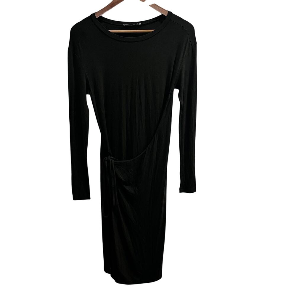 MaxMara Bodywear Wrap Dress Womens Small Olive Jerseyโ Long Sleeve Midi Italy